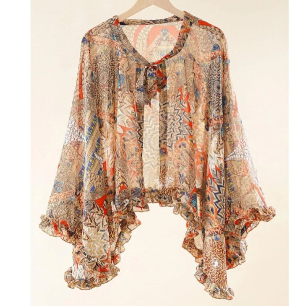 Cardigan / Cartoon print scarf * - Picture 4 of 5
